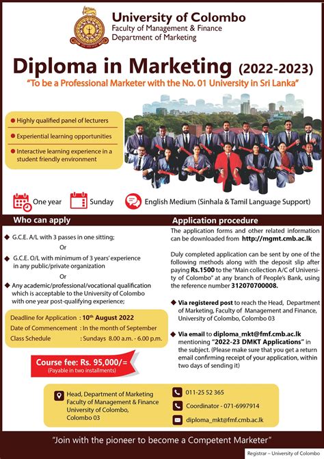 Diploma In Marketing 2022 2023 University Of Colombo Sri Lanka