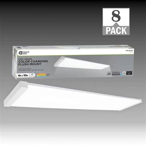 Commercial Electric 4 Ft X 10 In White End Caps LED Flush Mount