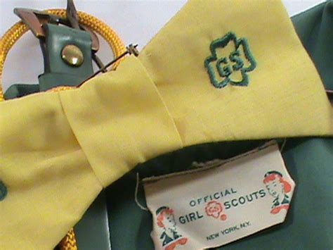 Vintage Girl Scout Uniform Dress With Beret Yellow Bow Tie Etsy