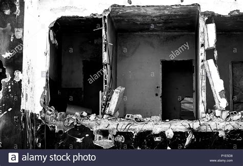 Rubble And Debris Of A House Destroyed Due To A Strong Earthquake In