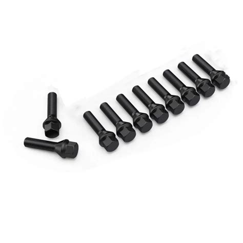 28mm 35mm 40mm 45mm Shank Length Cone Seat Wheel Bolts M14x1 25 M14x1 5 Black Wheelpng