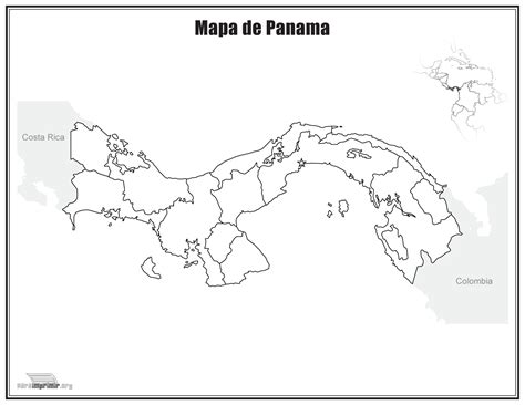 Mapa de Panamá sin nombres para imprimir en PDF 2024