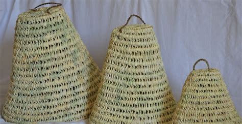 Set Of Three Handwoven Rattan Lampshades Handmade Moroccan Straw