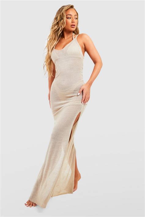 Crochet Knit Strappy Beach Maxi Dress Boohoo