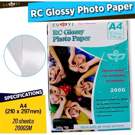 R R R A Size Cuyi Rc High Glossy Photo Paper Gsm Sheets