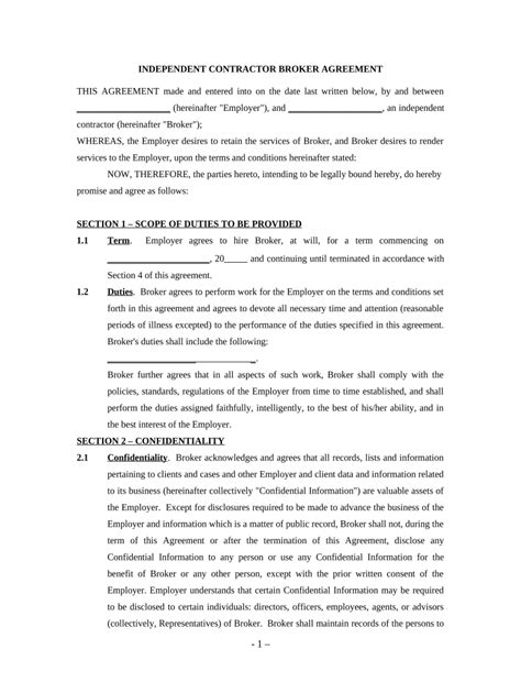 Broker Agreement Template