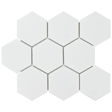 Merola Tile Metro Super Hex Matte White 10 78 Inch X 11 38 Inch X 6