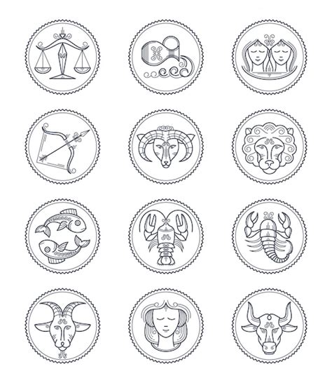 Zodiaco vector astrología vector línea iconos aries y tauro géminis y