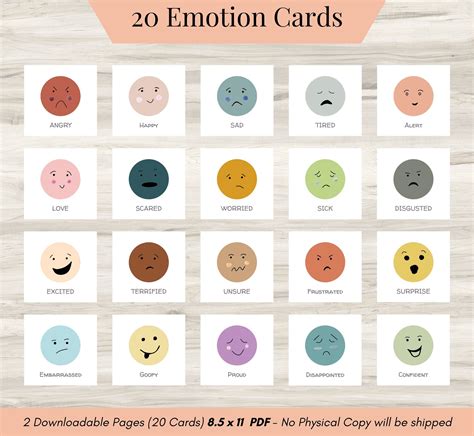 20 Emotion Cards Feelings And Emotion Cards Emotion Regulation Processing Emotions Therapy