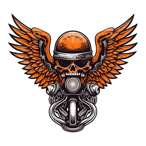 Harley Davidson Wings Vector Sticker Clipart Skull With Wings In His Helmet Cartoon Sticker