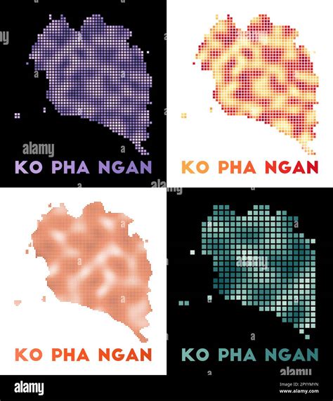 Ko Pha Ngan Map Collection Of Map Of Ko Pha Ngan In Dotted Style