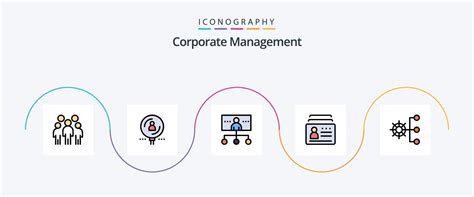 Corporate Management Line Filled Flat Icon Pack Including Document