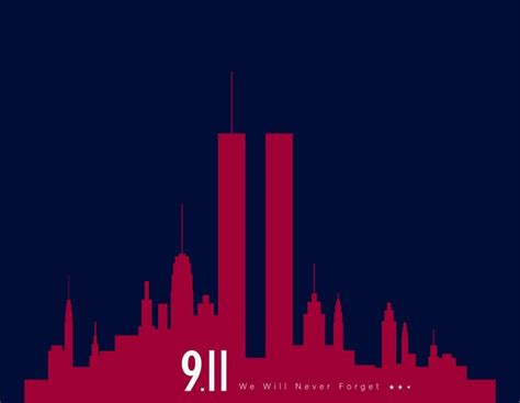 911 애국자의 벡터 일러스트 레이 션 트윈 타워가 있는 뉴욕시의 스카이라인 2001년 9월 11일 프리미엄 벡터