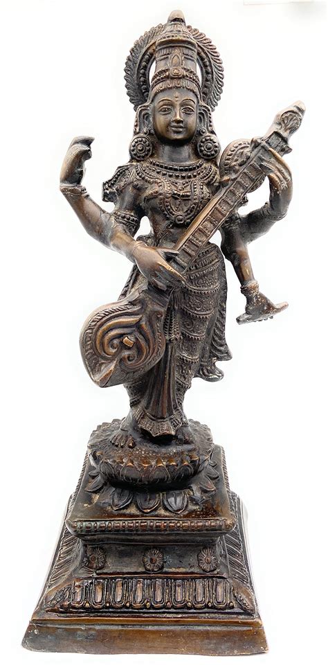 Buy Bhunes Brass Antique Saraswati Idol Brass Saraswati Statue