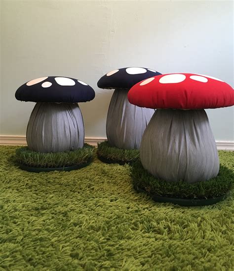 Set Of Four Mushroom Stools Toadstool Red Kids Seats Etsy