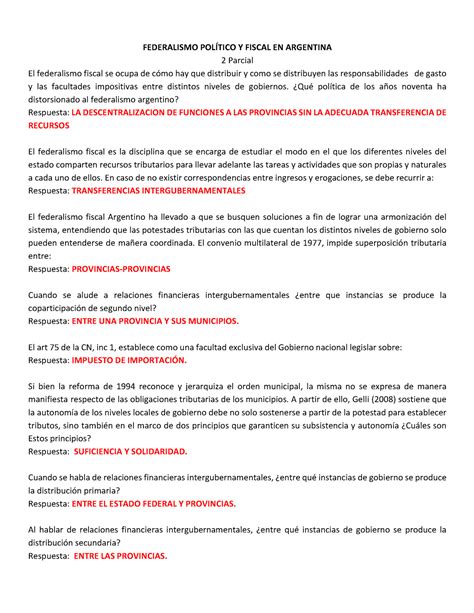 Federalismo 2 parcial FEDERALISMO POLÍTICO Y FISCAL EN ARGENTINA 2