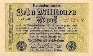 Banknote Millionen Mark Germany Th Issues Reichsbanknote