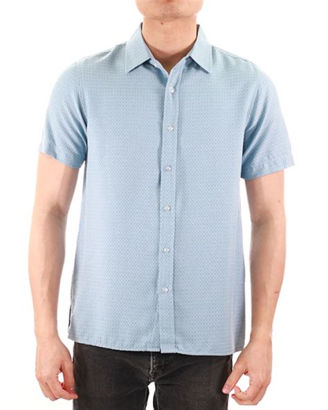 Wesley Collared Short Sleeve Shirt In Light Blue Tops Men