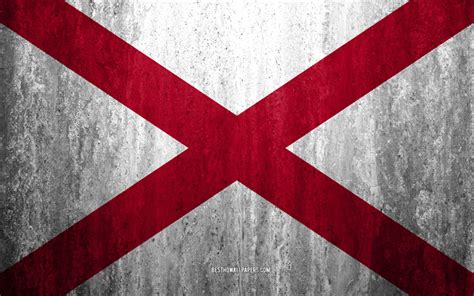 Download wallpapers Flag of Alabama, 4k, stone background, American ...