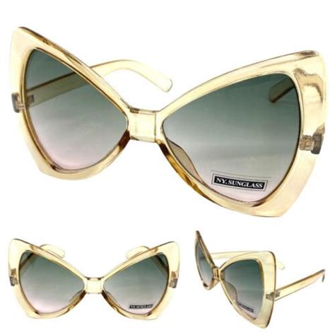 Oversized Exaggerated Funky Retro Sun Glasses Huge Big Bow Shape Champagne Frame Ebay