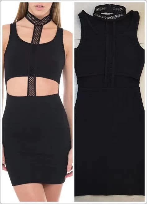 New Summer Fashion Sexy Black Cutout Women Rayon Bodycon Bandage Dress