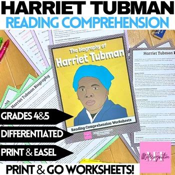 Harriet Tubman Biography Reading Comprehension Worksheets Tpt