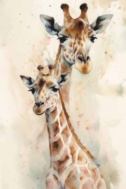 Premium Photo A Painting Of Two Giraffes With The Name Giraffes On It