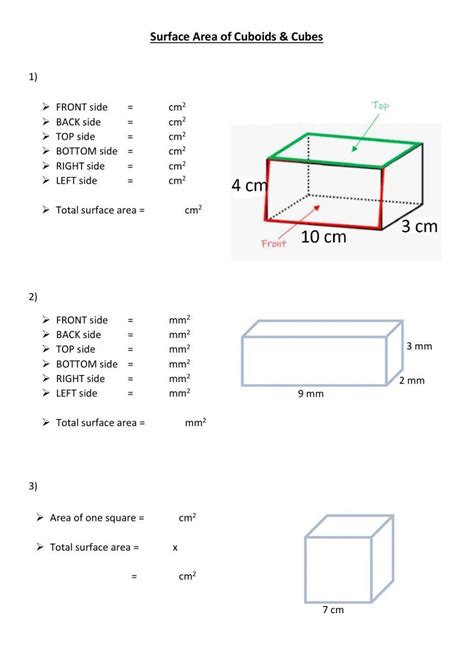 Surface Area Cuboids Cubes Worksheet Live Worksheets Worksheets