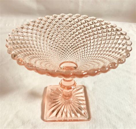 Antique Blush Pink Miss America Depression Glass Footed Candycompote