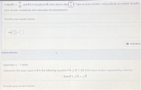 Solved If Sin And Is In Quadrant Ii Then What Is Sin Chegg