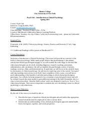 Psych Fall Syllabus Final Docx Hunter College City