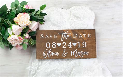 Save The Date Sign Engagement Photo Prop Save The Date Photo Etsy