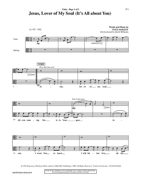 Jesus Lover Of My Soul Its All About You Viola Sheet Music Pdf Paul Oakley Praisecharts