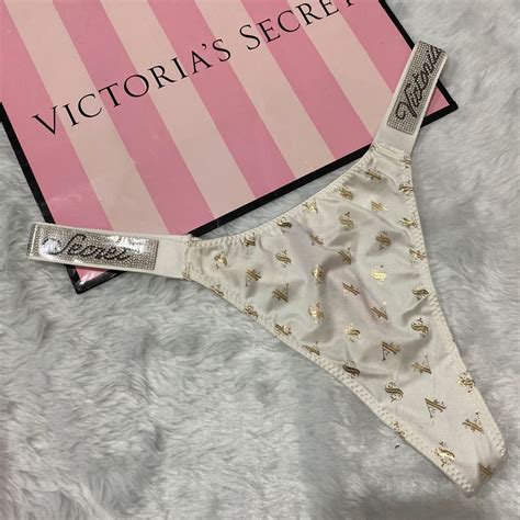 Calcinha Victorias Secret Branca Dourada Lingerie Feminina