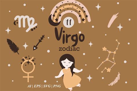 VIRGO Baby SVG, Zodiac sign clipart, Virgo Constellation By Dysenkart | TheHungryJPEG