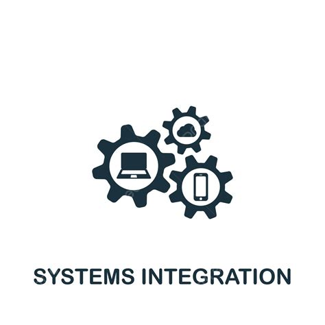 Icono De Integración De Sistemas Un Símbolo Minimalista En Blanco Y Negro Para La Industria 40