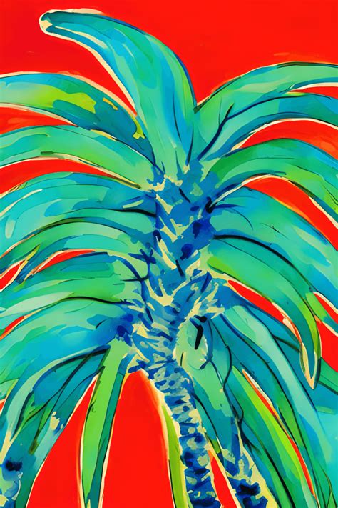 Watercolor Palm Tree On Turquoise Background · Creative Fabrica