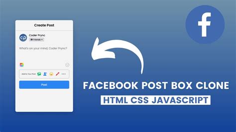 Facebook Post Box Clone Html Css Javascript Facebook Clone Youtube