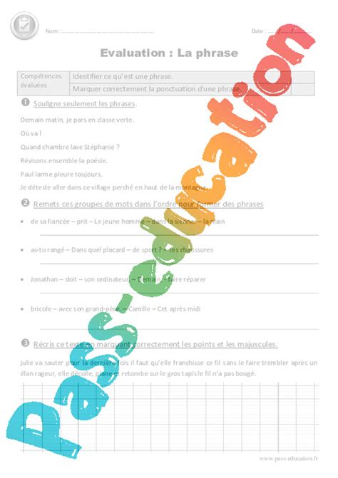 Phrase Ce Evaluation Bilan Pdf Imprimer