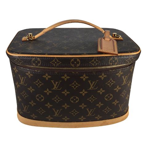 Louis Vuitton Nice Vanity Case Brown Leather Cloth Ref Joli Closet