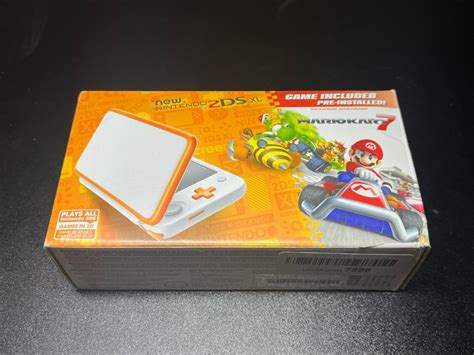 New Open Box Nintendo Ds Xl Orange Console Mario Kart Game Bundle