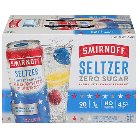 Smirnoff Ice Zero Sugar Red White Berry 12 Fl Oz 12 Pack Cans 4 5