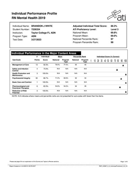 Report N A Individual Performance Profile Rn Mental Health