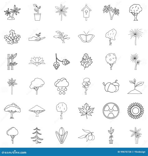 Iconos Fijados Estilo De La Baya Del Esquema Ilustraci N Del Vector