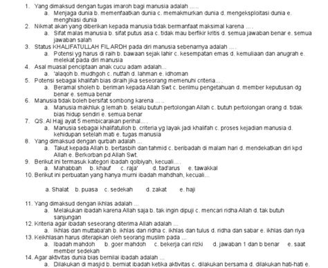 Soal Alquran Hadits Kelas 10 Dan Jawabannya