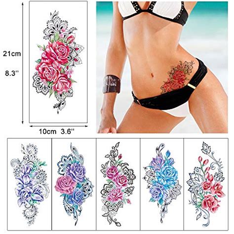 Glaryyears Temporary Tattoos For Women Female 18 Pack Large Big Fake Tattoos Long Lasting