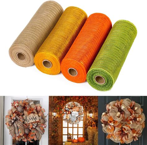 Amazon 4 Rolls Poly Burlap DIY Deco Mesh 10Inch X 30 Ft Holiday