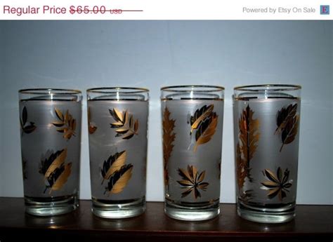 Sale Cocktail Glasses Mad Men Era Highball Gold Frosted Atomic Etsy Mad Men Fashion Etsy