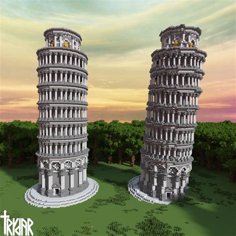 The Leaning Tower Of Pisa Vs The Straight Tower Of Pisa Minecraft