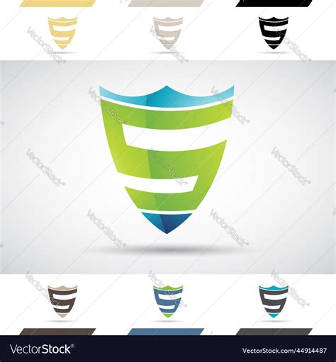 Blue and green glossy abstract logo icon of Vector Image